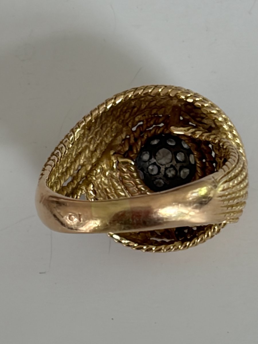 7999 - Vintage Yellow Gold Diamond Cocktail Ring-photo-2