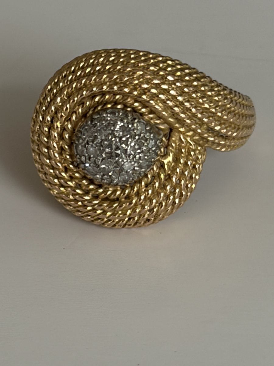 7999 - Vintage Yellow Gold Diamond Cocktail Ring-photo-2