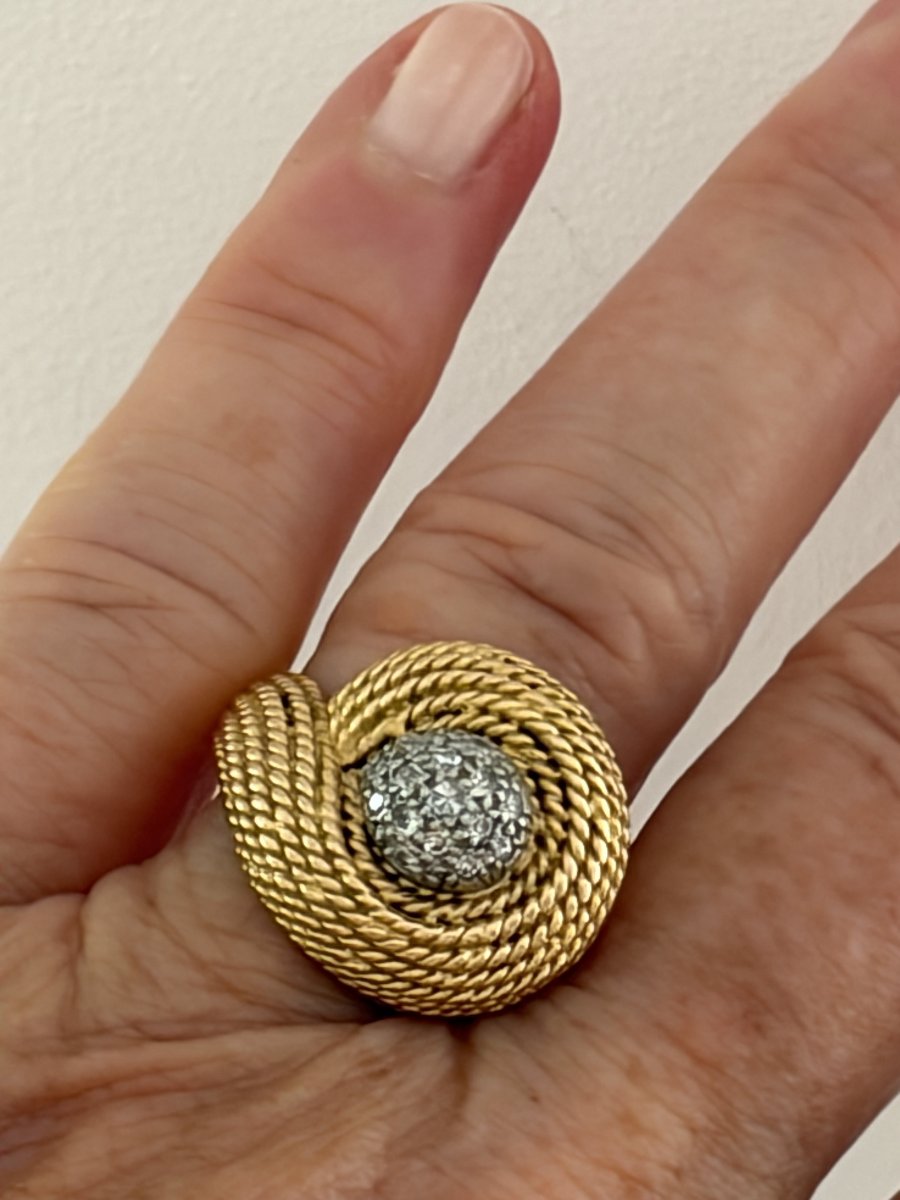 7999 - Vintage Yellow Gold Diamond Cocktail Ring-photo-3