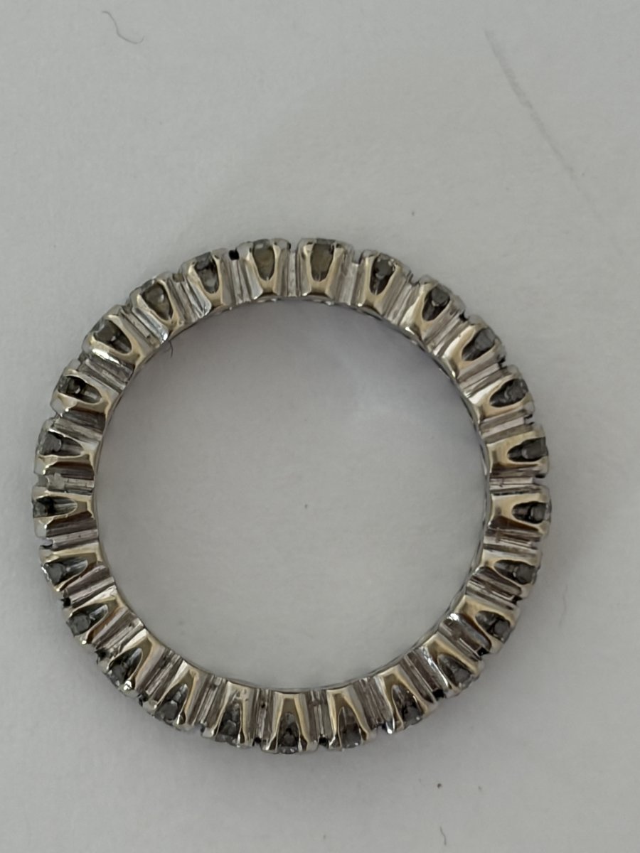 1590- Alliance Américaine Or Gris Diamants (1,10 ct)-photo-2