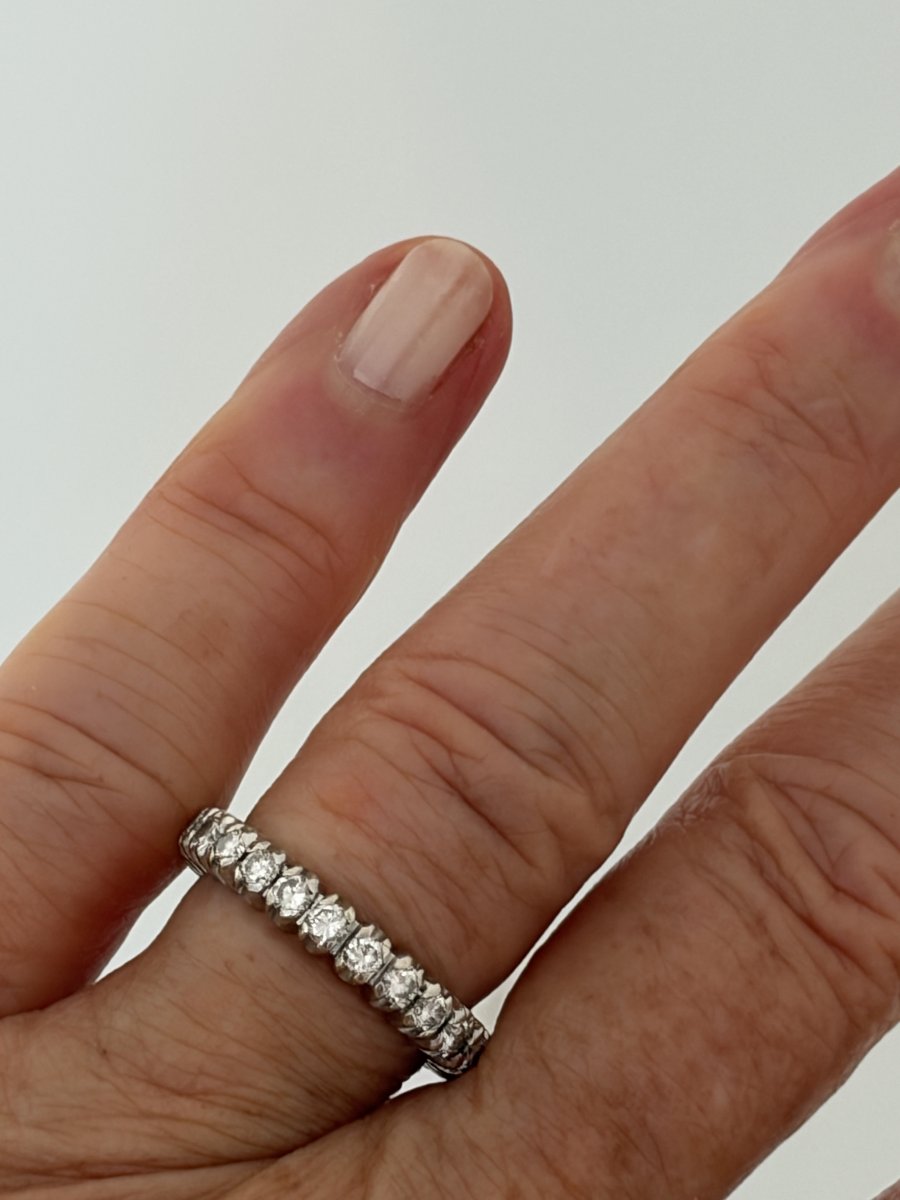 1590- Alliance Américaine Or Gris Diamants (1,10 ct)-photo-1