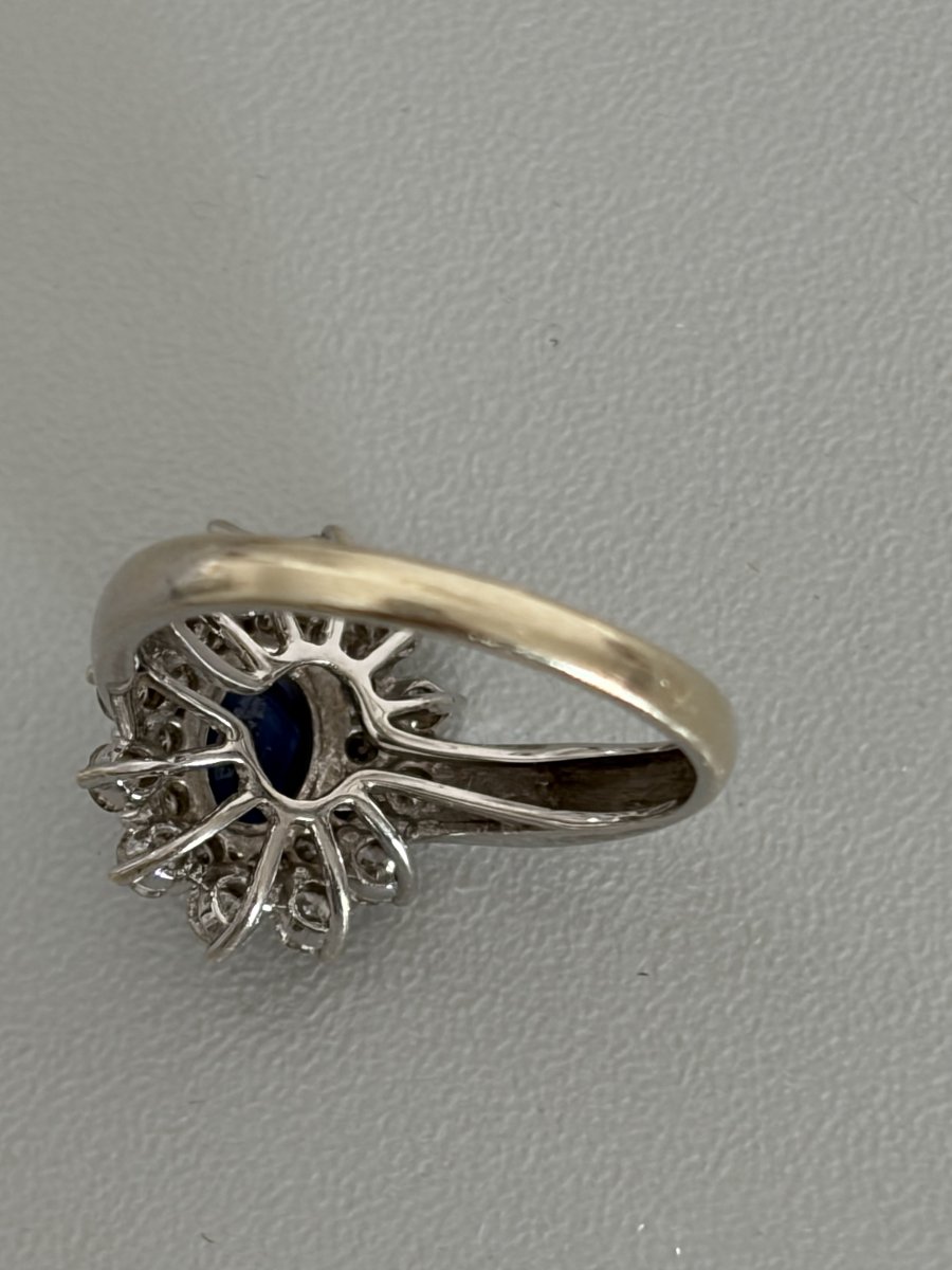 7528 - Vintage White Gold Daisy Ring With Diamonds-photo-2