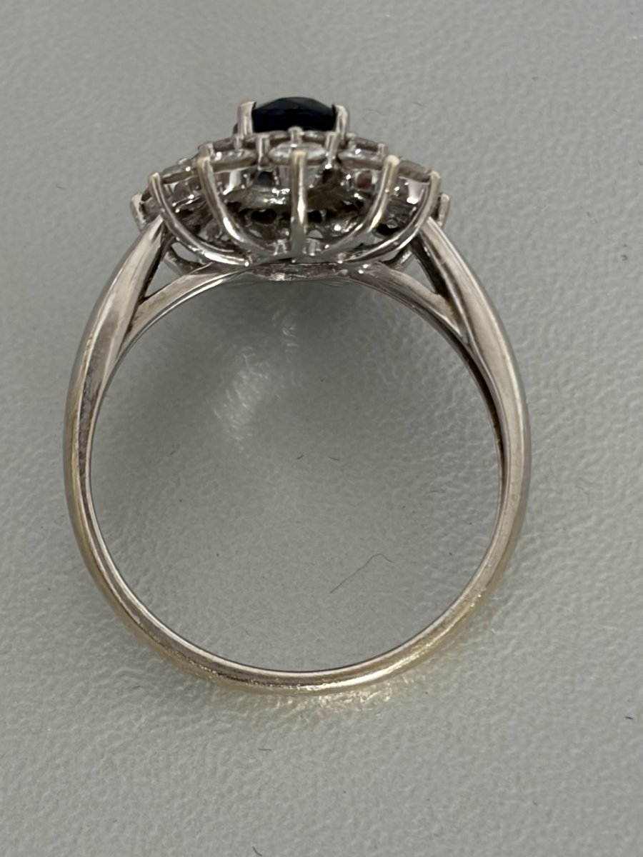 7528 - Vintage White Gold Daisy Ring With Diamonds-photo-3