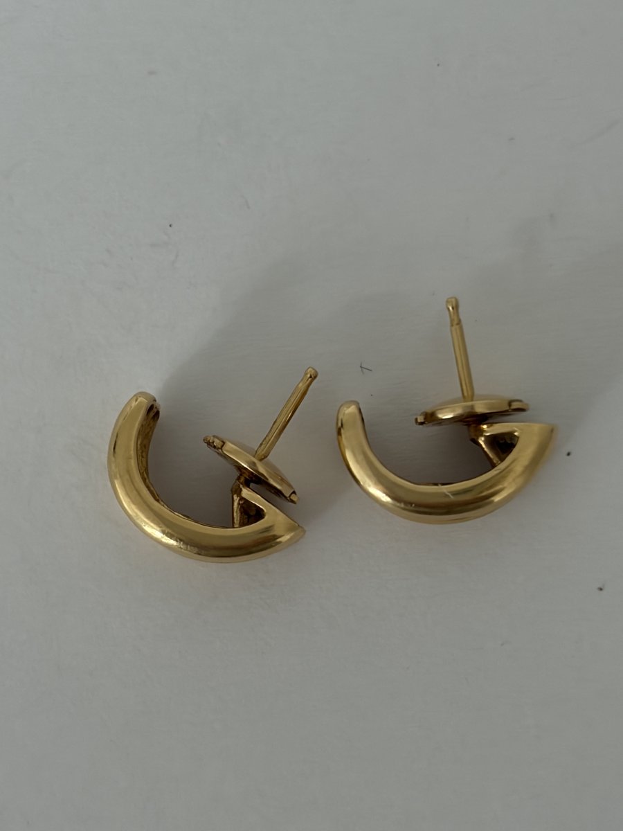 8056 - Vintage Yellow Gold Diamond Earrings-photo-3