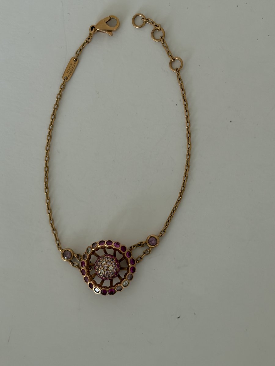 8062 - Boucheron "ma Jolie" Bracelet In Rose Gold With Pink Sapphires And Diamonds-photo-3