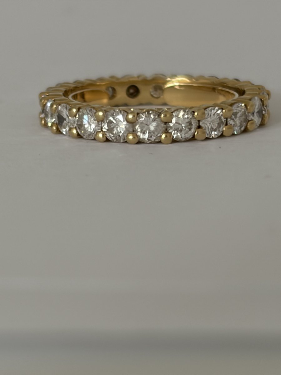8070 - American Yellow Gold Wedding Band With Very White Diamonds (1.70 Ct)-photo-3