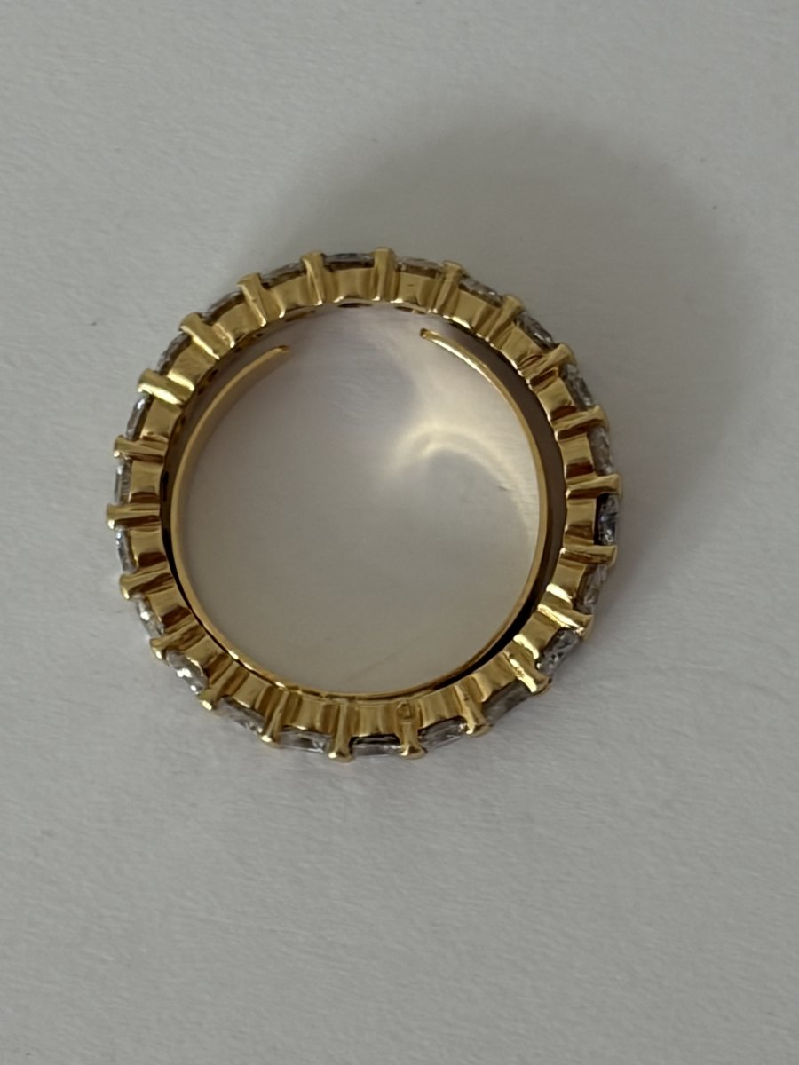 8070 - American Yellow Gold Wedding Band With Very White Diamonds (1.70 Ct)-photo-4