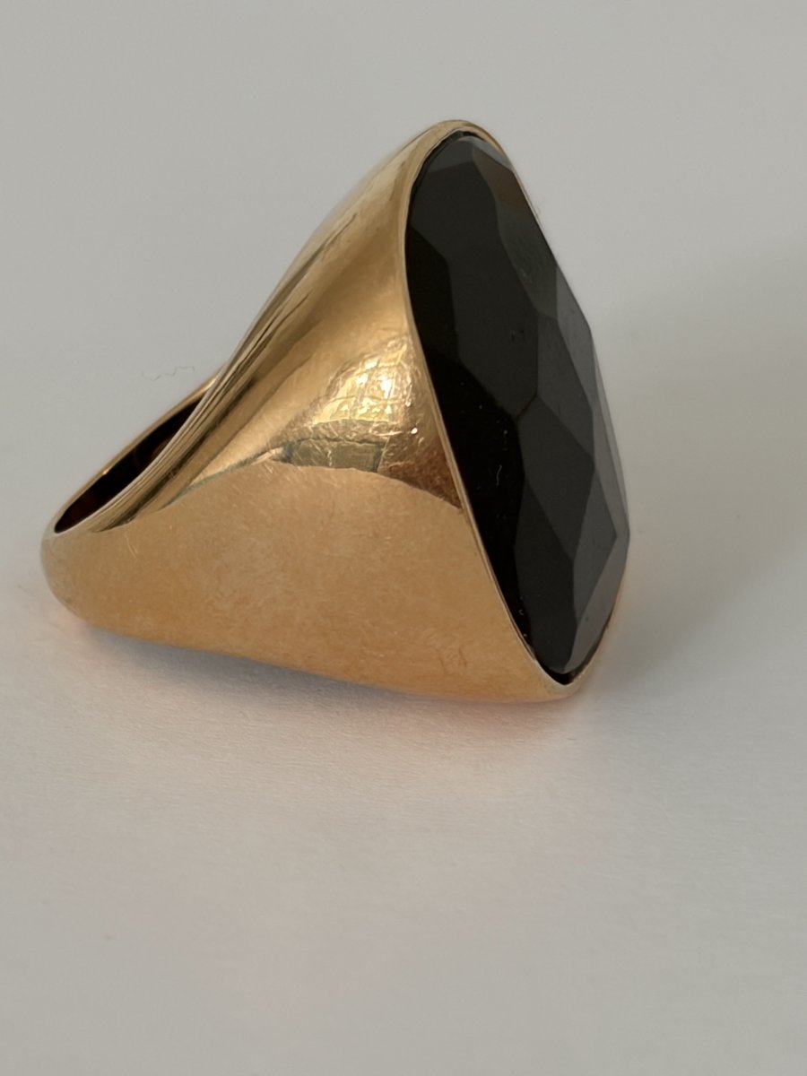 8078- Very Large Yellow Gold Onyx Signet Ring-photo-2