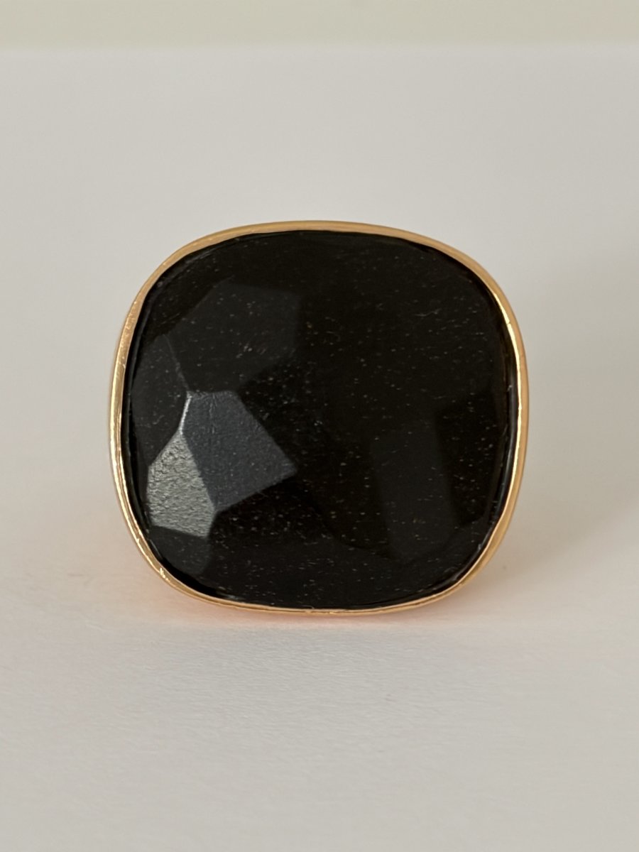8078- Very Large Yellow Gold Onyx Signet Ring