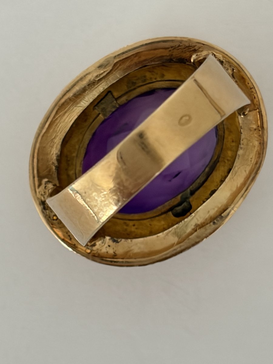 8079 - Vintage Yellow Gold Amethyst Ring-photo-2