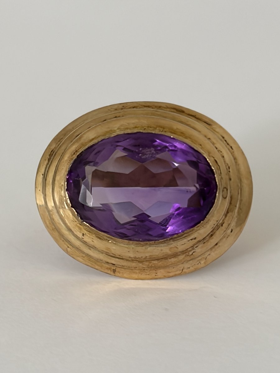 8079 - Vintage Yellow Gold Amethyst Ring