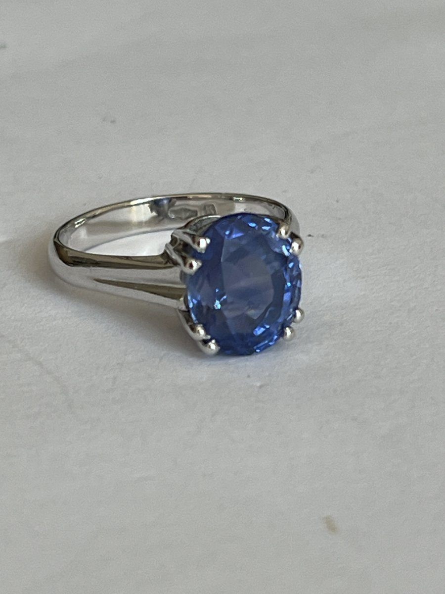 5963- Bague Or Gris Saphir Ceylan 4,60 ct-photo-4