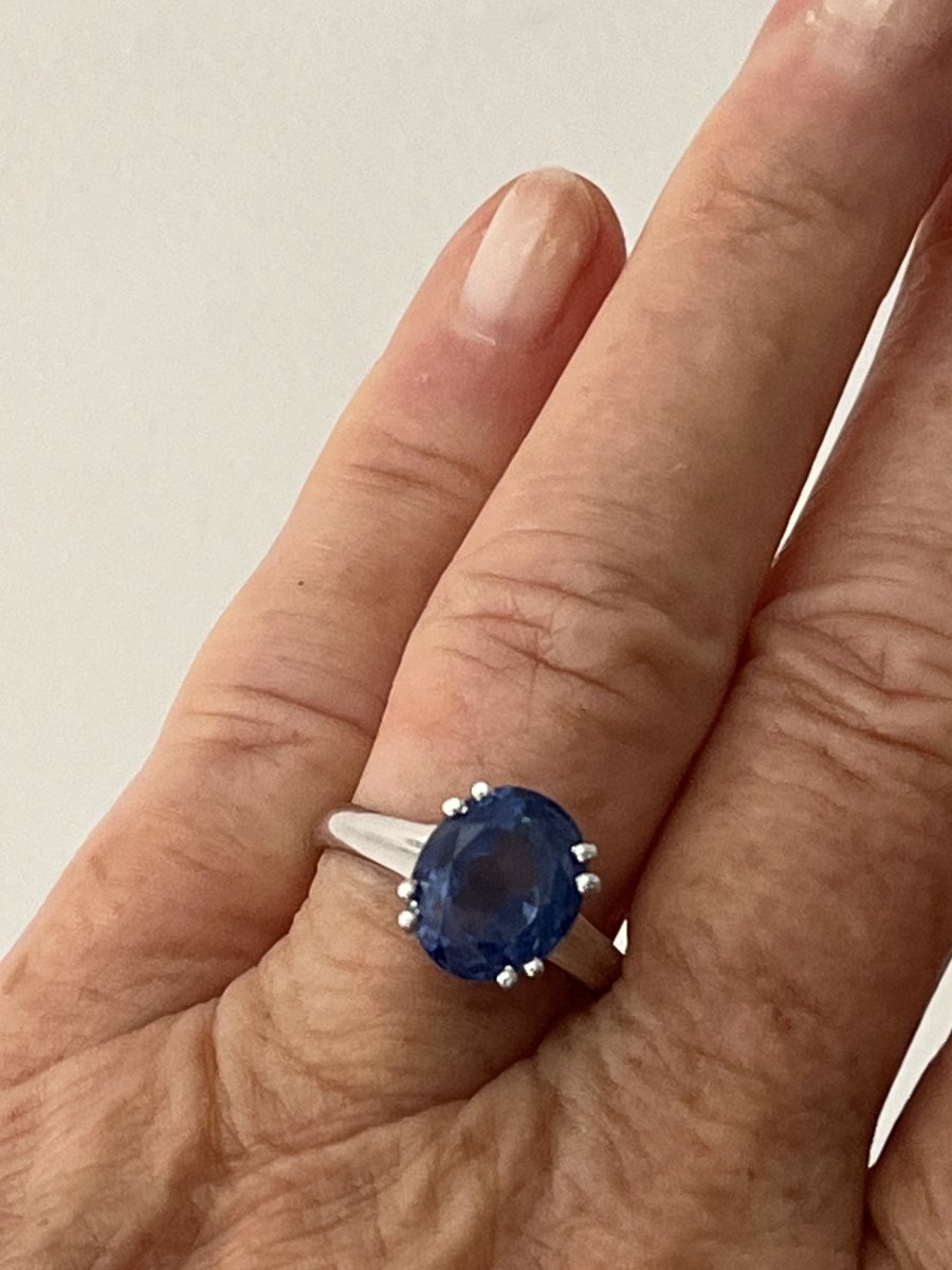 5963- Bague Or Gris Saphir Ceylan 4,60 ct-photo-2