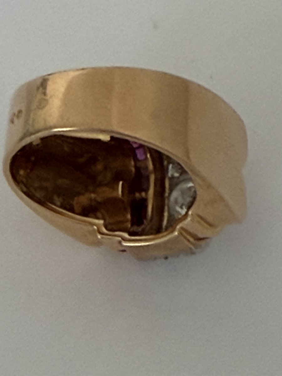 8016 - White Gold Ring With Sapphire And Diamonds-photo-3