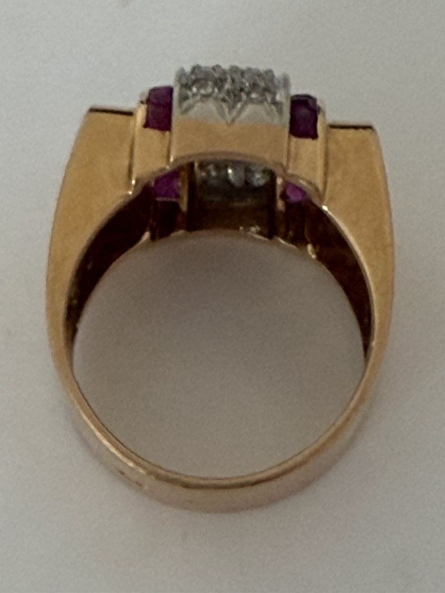 8016 - White Gold Ring With Sapphire And Diamonds-photo-4