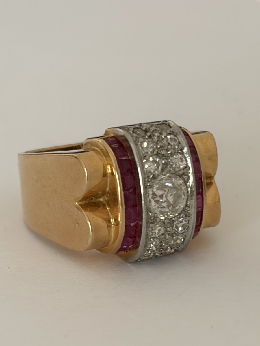 8016 - White Gold Ring With Sapphire And Diamonds-photo-2