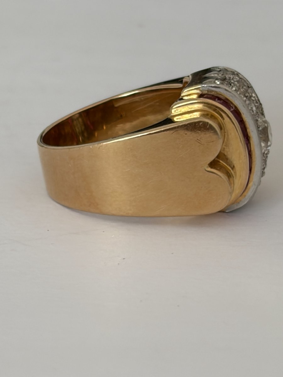 8016 - White Gold Ring With Sapphire And Diamonds-photo-4