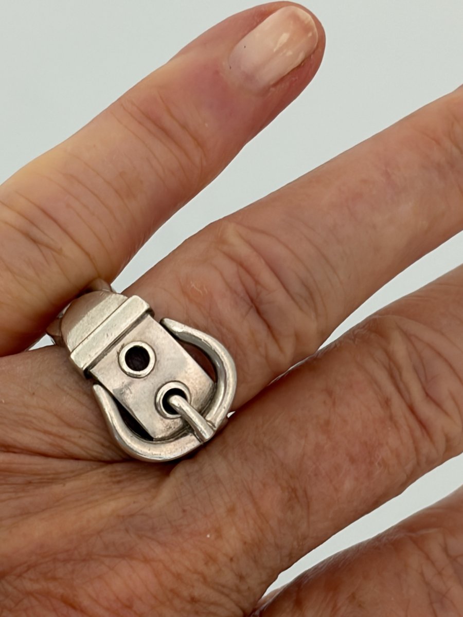 8022 - Hermes Silver Belt Ring-photo-4