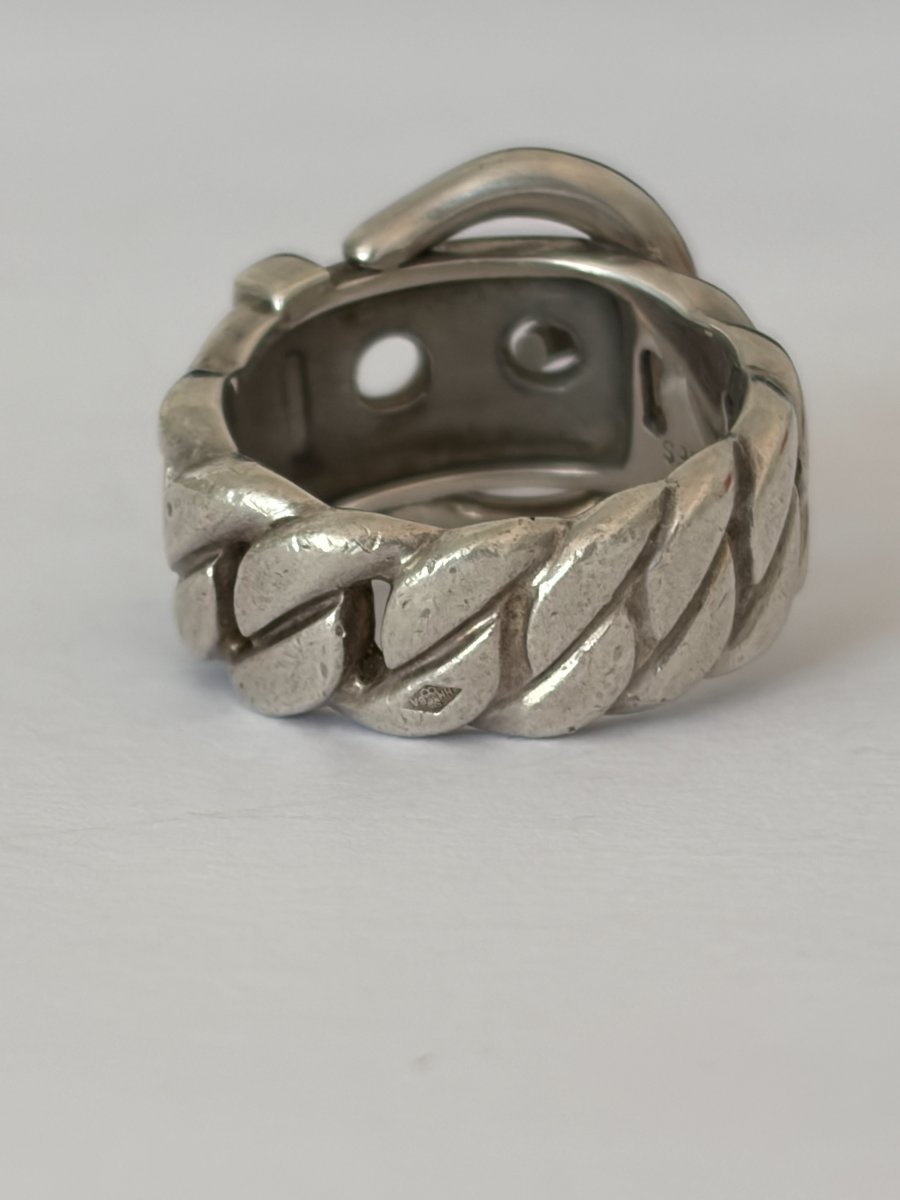8022 - Hermes Silver Belt Ring-photo-1
