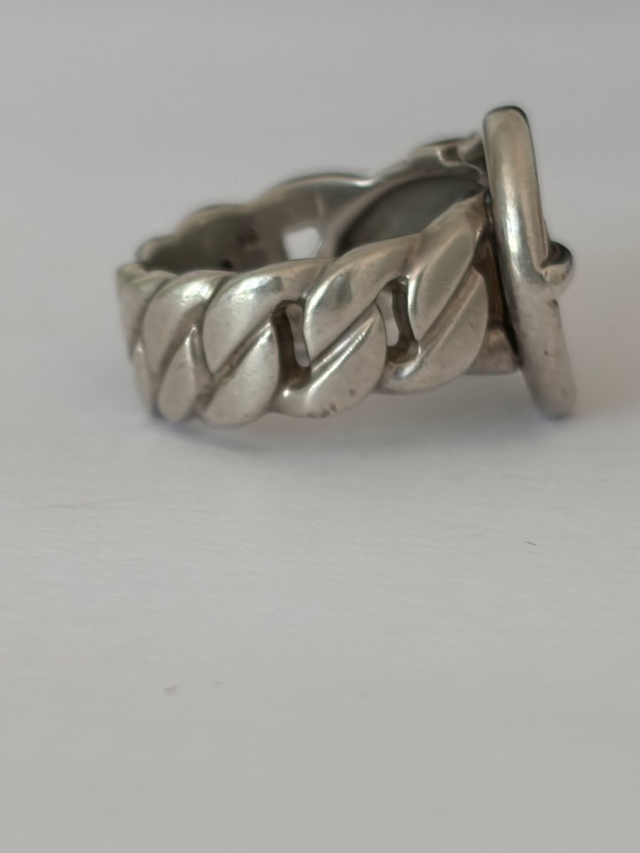 8022 - Hermes Silver Belt Ring-photo-2