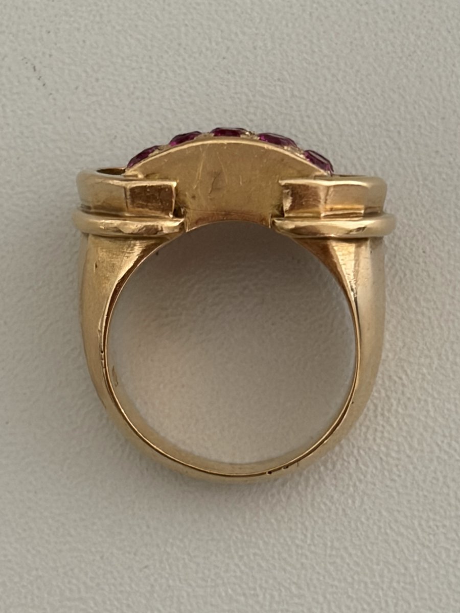 8026 - Yellow Gold Tank Ring With Rubies-photo-1