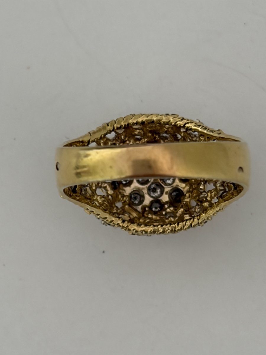 8032 - Vintage Twisted Yellow Gold And Diamond Ring-photo-1