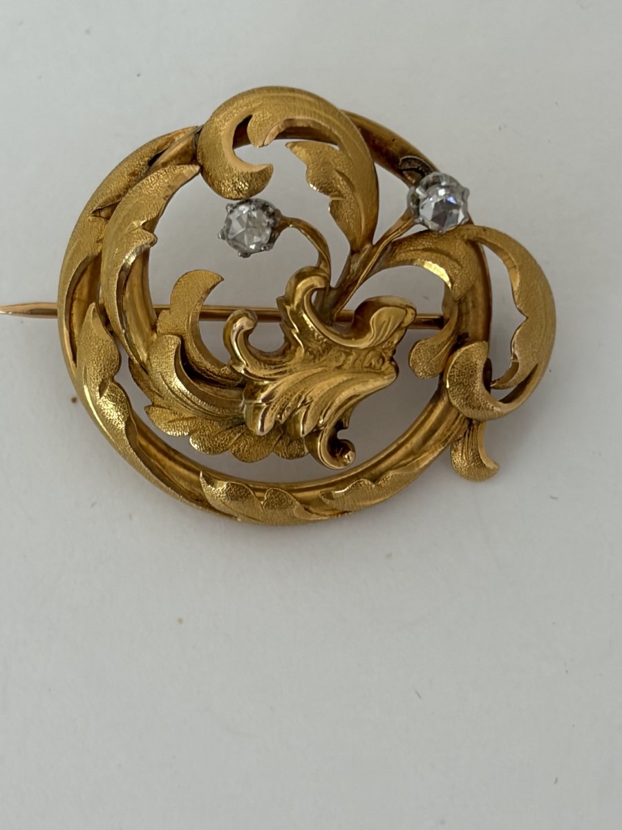 8033 - Antique Chimera Brooch In Yellow Gold With Diamonds-photo-3