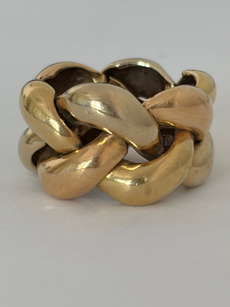 8041 - Statement 3-tone Gold Braided Ring