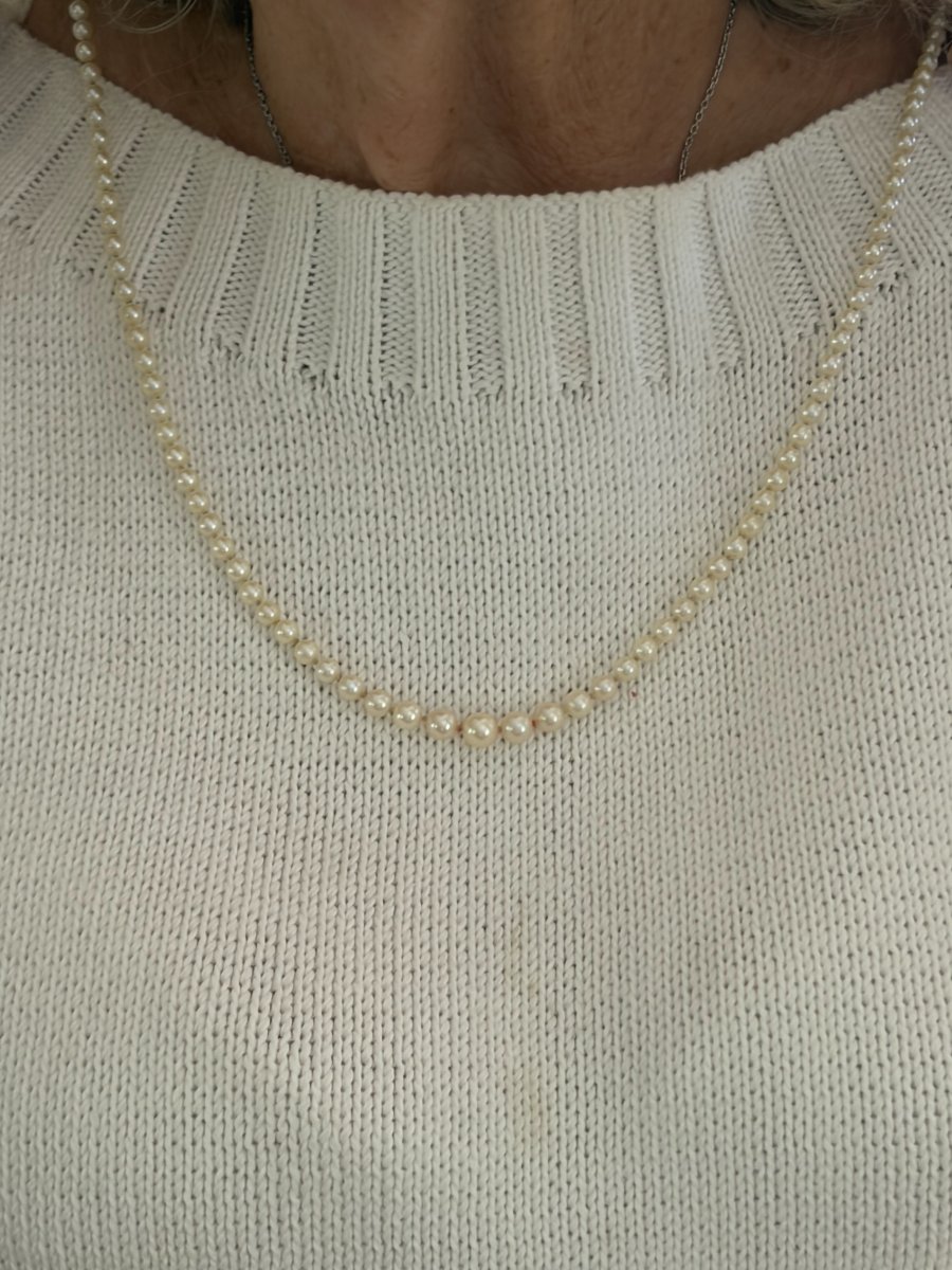 8061 - Akoya Pearl Necklace With Yellow Gold Clasp-photo-2