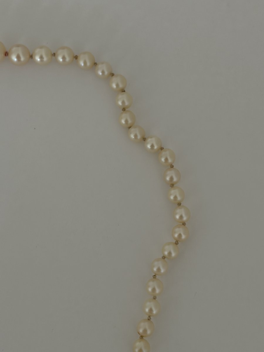 8061 - Akoya Pearl Necklace With Yellow Gold Clasp-photo-3