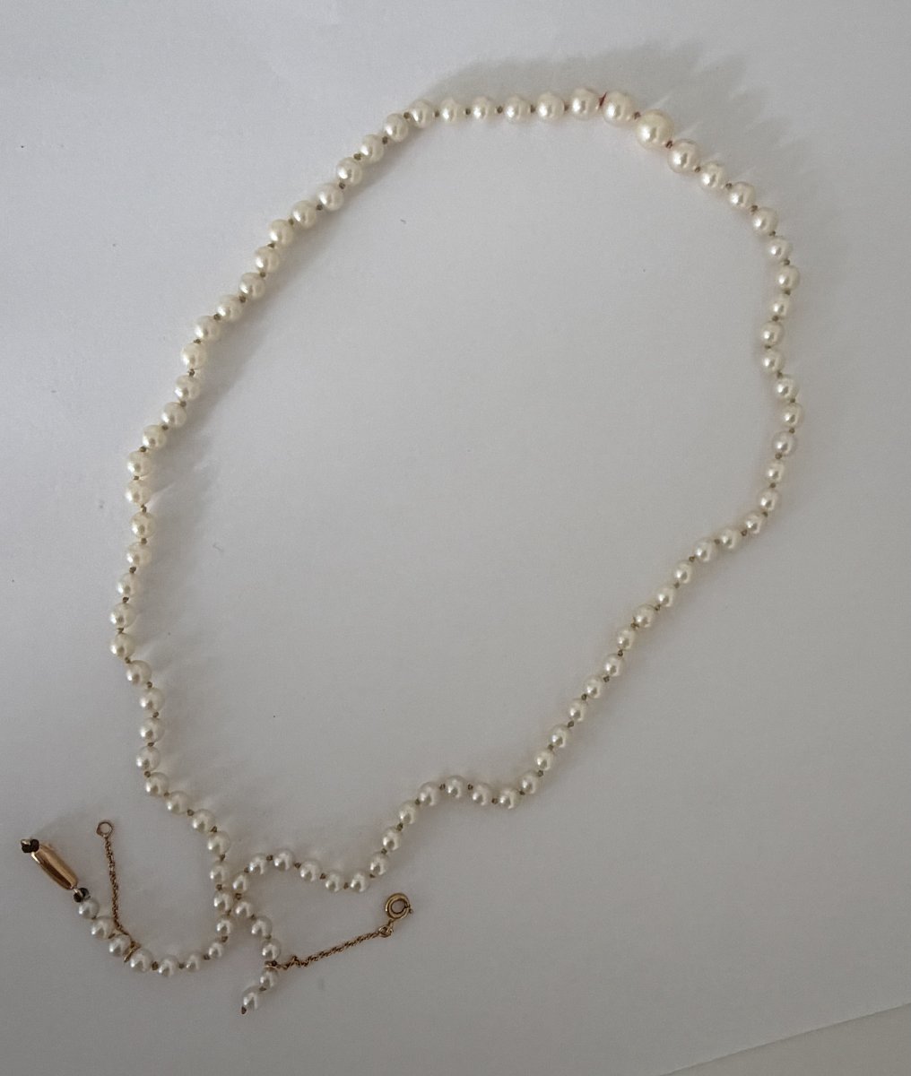 8061 - Akoya Pearl Necklace With Yellow Gold Clasp-photo-1
