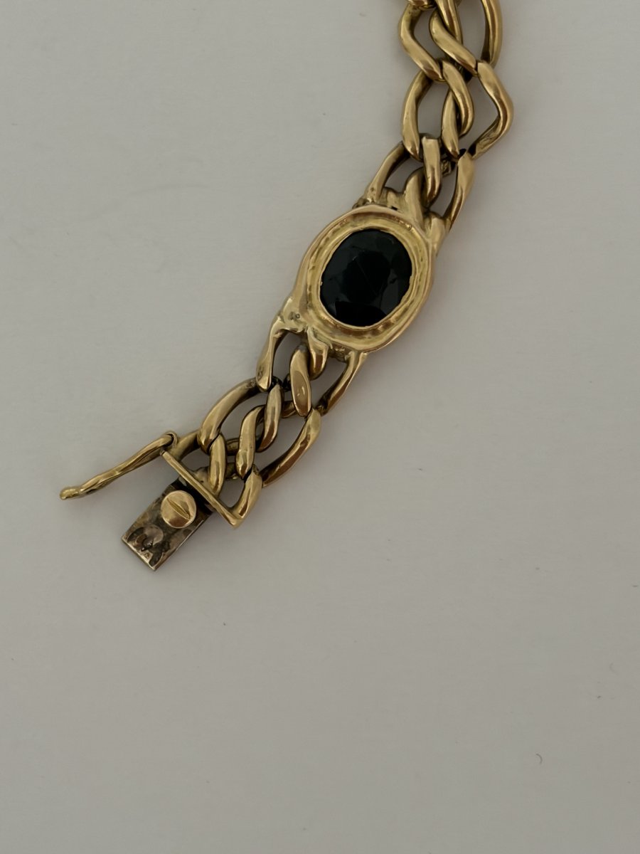 8071 - Flexible Vintage Yellow Gold Sapphire Bracelet-photo-3