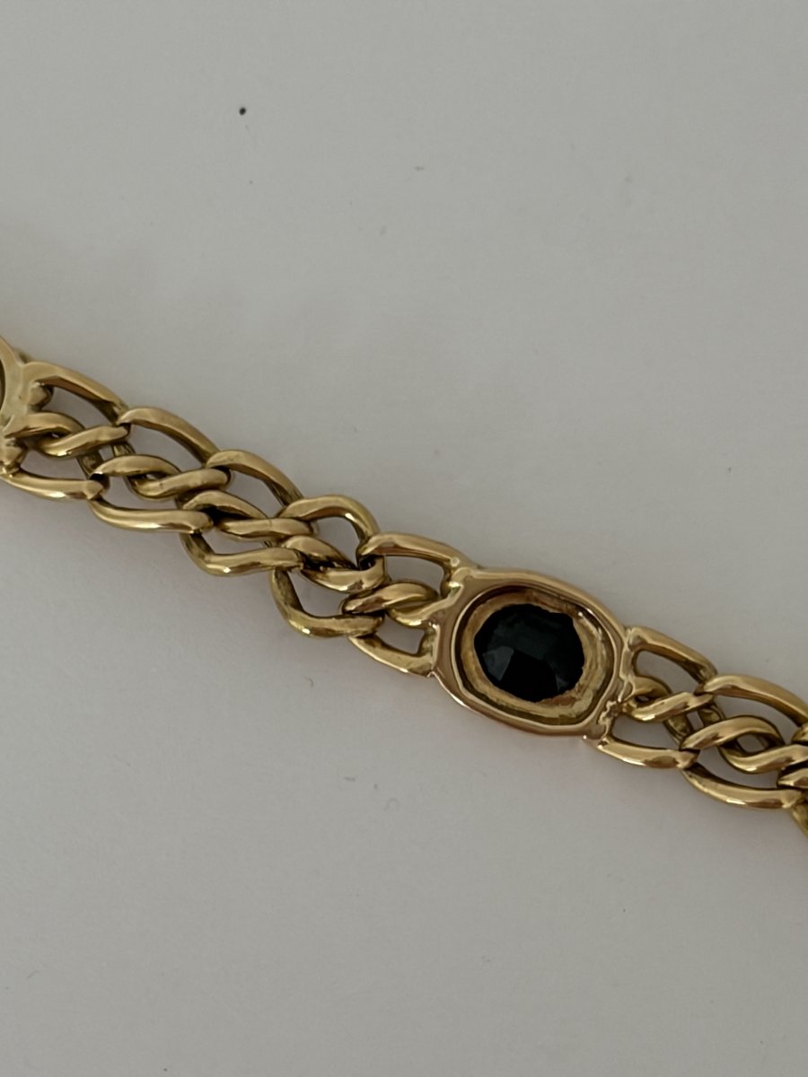 8071 - Flexible Vintage Yellow Gold Sapphire Bracelet-photo-1