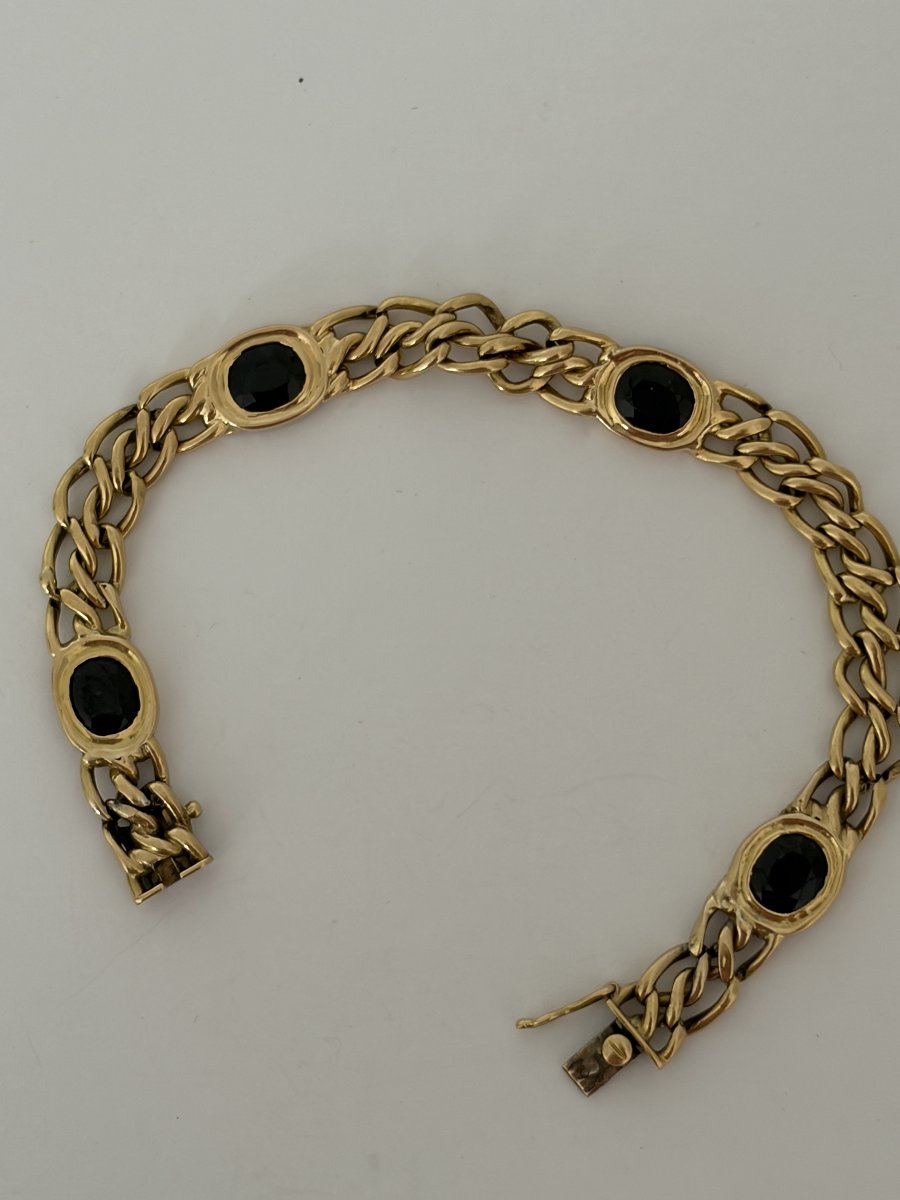 8071 - Flexible Vintage Yellow Gold Sapphire Bracelet