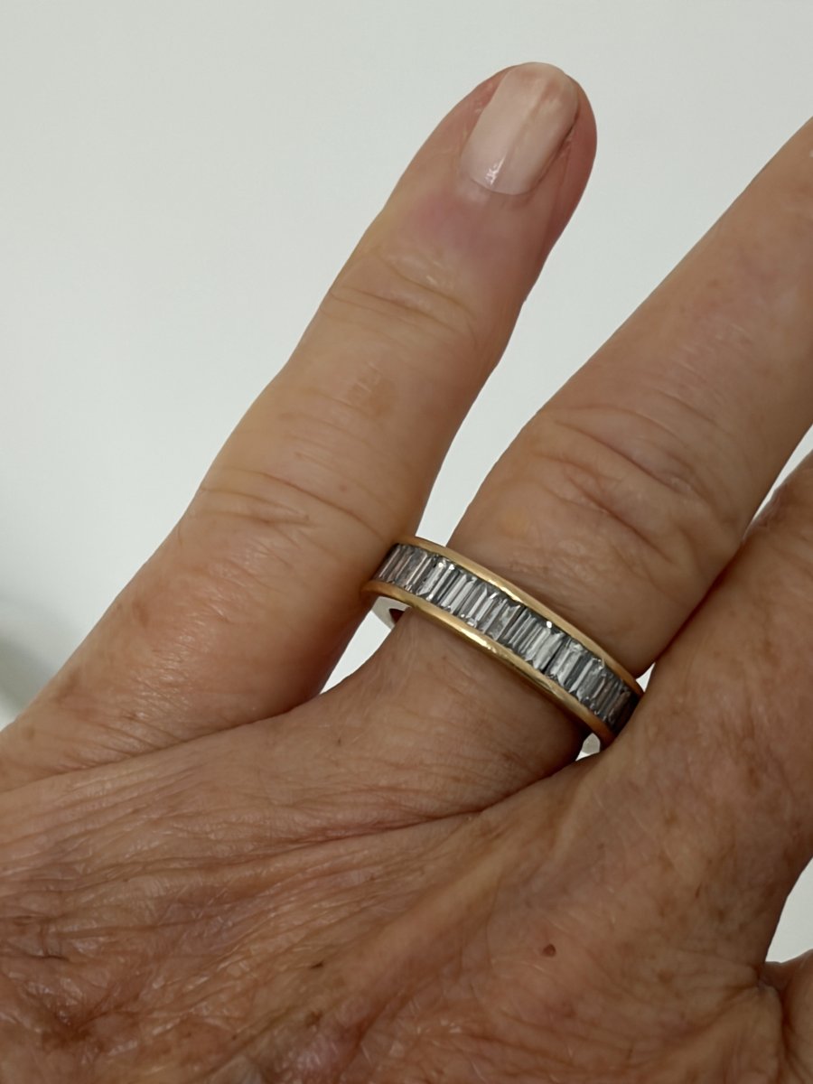 8081 - American Wedding Band In Yellow Gold With 3.30 Ct Diamonds-photo-2