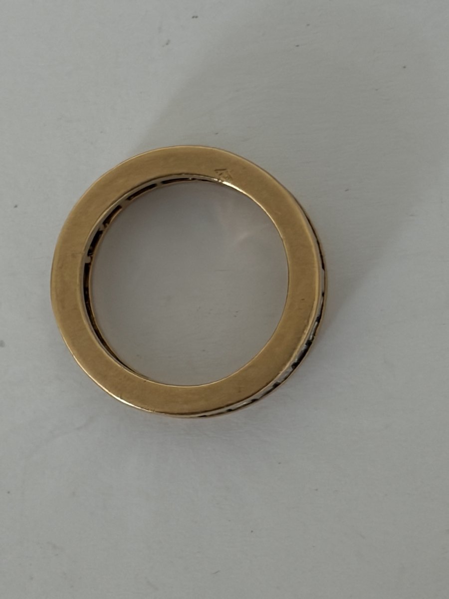 8081 - American Wedding Band In Yellow Gold With 3.30 Ct Diamonds-photo-4