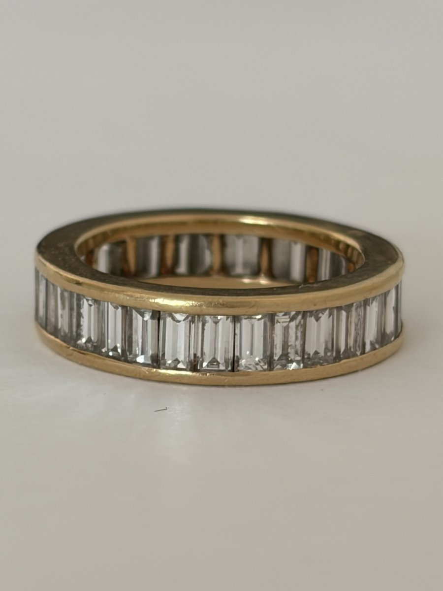 8081 - American Wedding Band In Yellow Gold With 3.30 Ct Diamonds