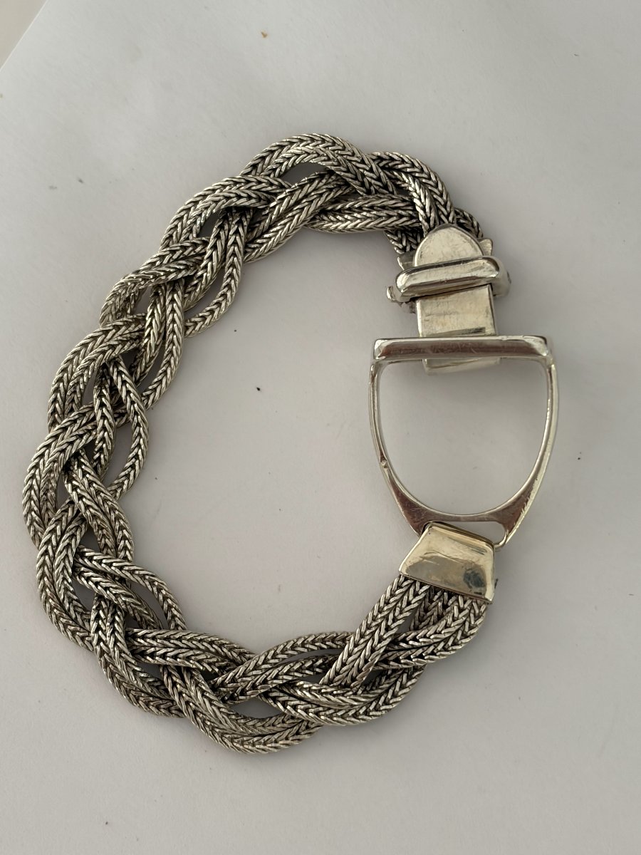 8097- Bracelet HERMES Etrier en Argent-photo-4