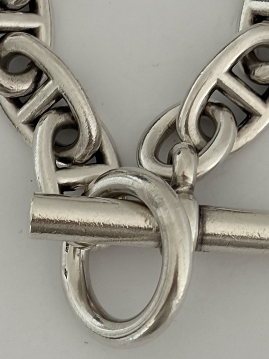8101- Bracelet HERMES Chaine D'Ancre en Argent-photo-4