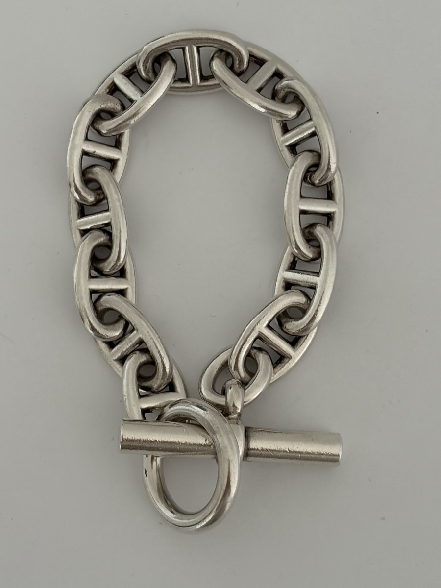 8101- Bracelet HERMES Chaine D'Ancre en Argent