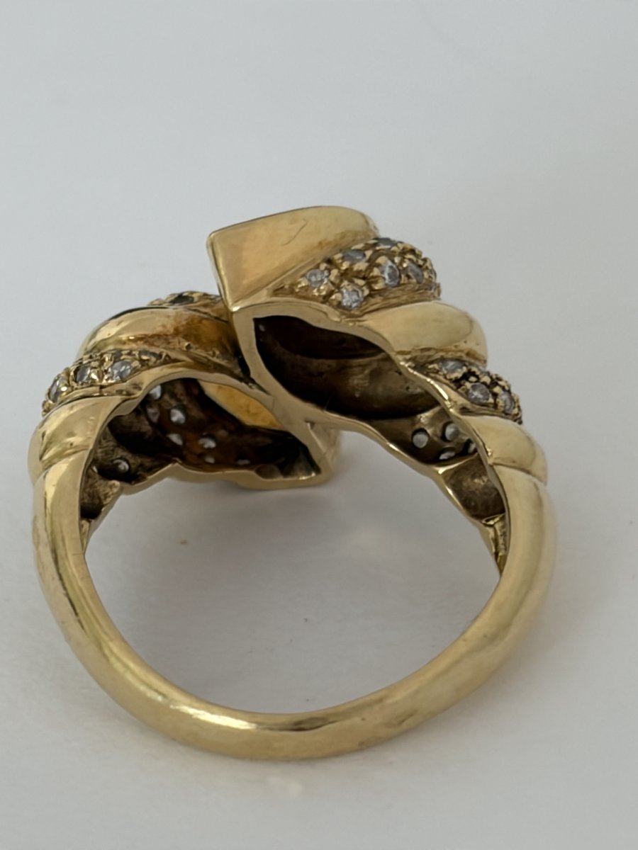 8126 - "toi & Moi" Vintage Yellow Gold Ring With Citrine And Diamonds-photo-3