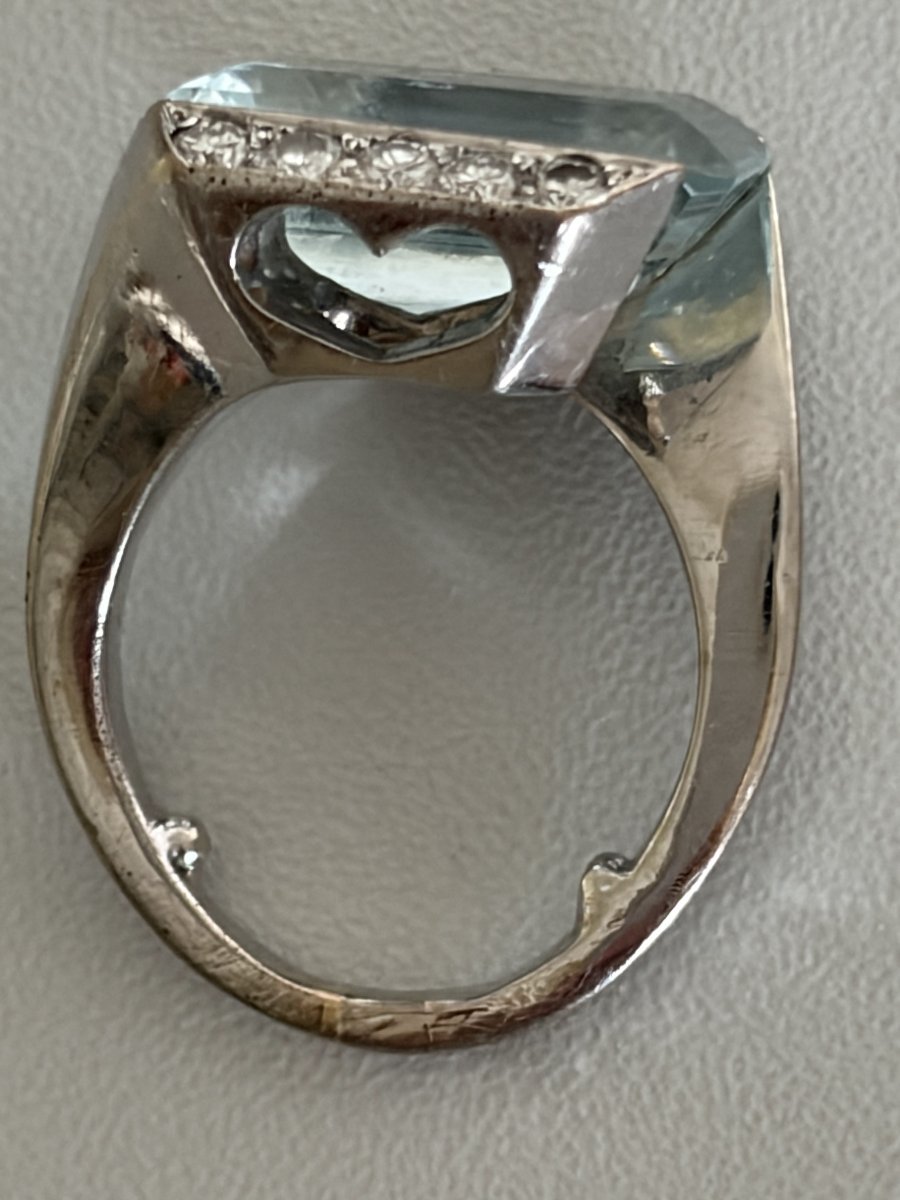 8138 - Modernist White Gold Ring With Aquamarine And Diamonds-photo-1