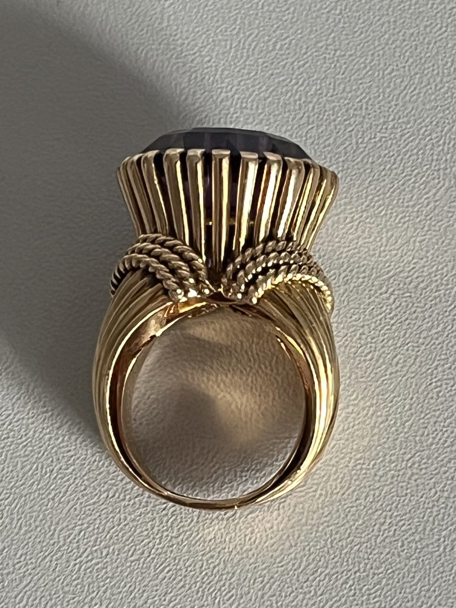 5069- Bague Vintage Or Jaune Torsadé Améthyste-photo-2