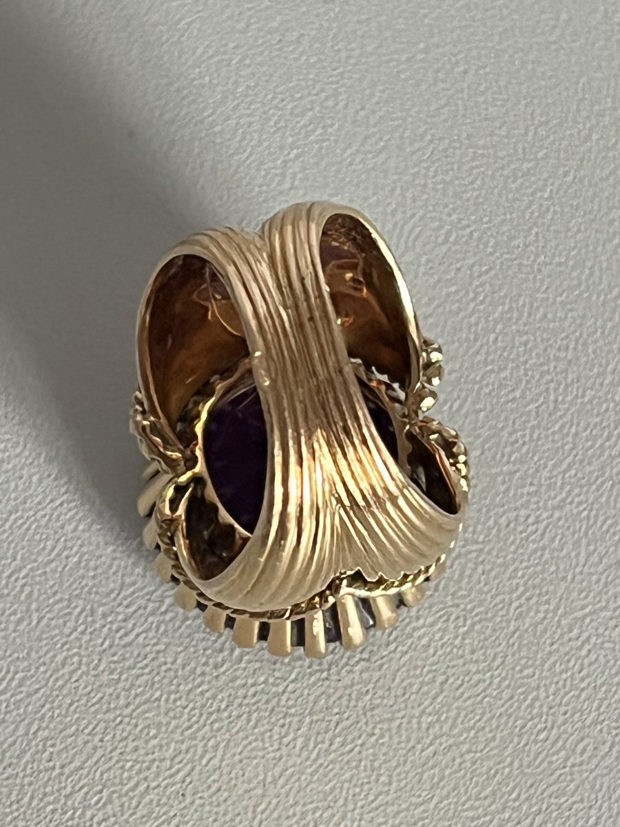 5069- Bague Vintage Or Jaune Torsadé Améthyste-photo-1