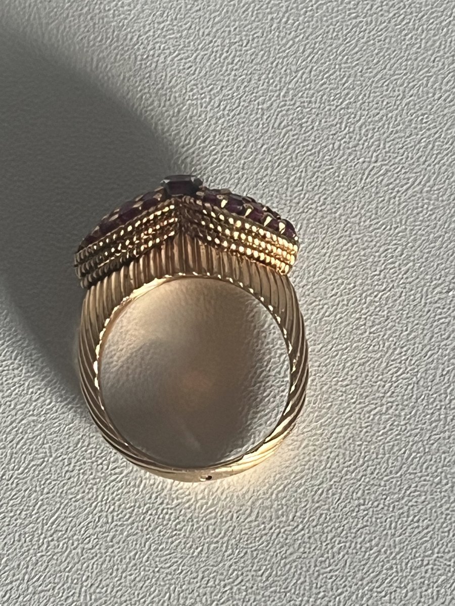 5361- Bague Vintage Or Jaune Rubis-photo-4