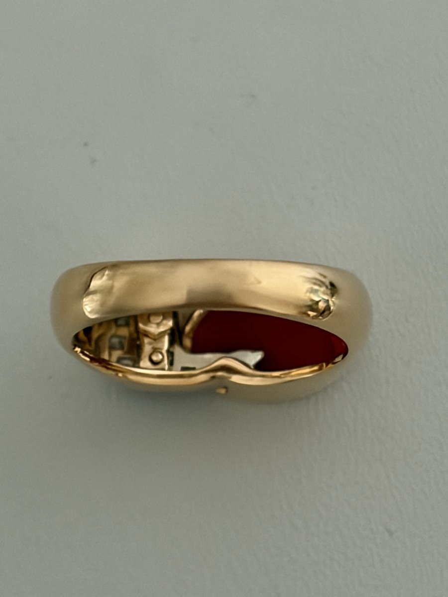 7680- Bague Vintage Or Jaune Corail Diamants-photo-3
