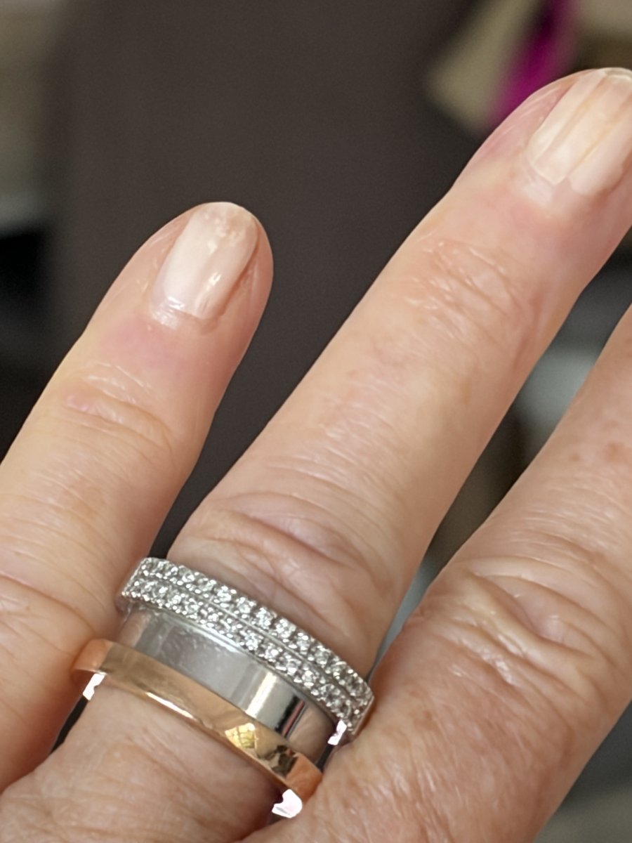 7692- Bague Contemporaine Or Gris et Rose Diamants-photo-2