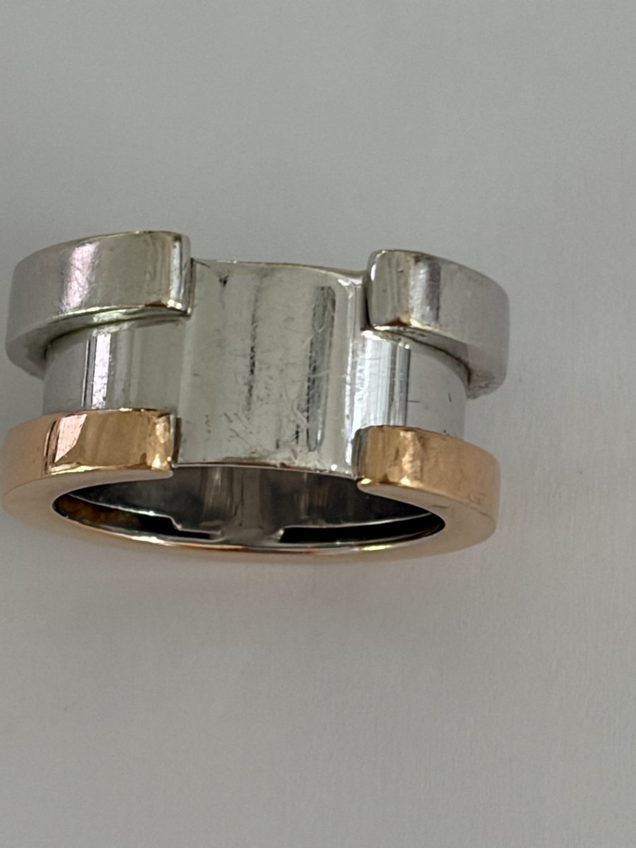 7692- Bague Contemporaine Or Gris et Rose Diamants-photo-3