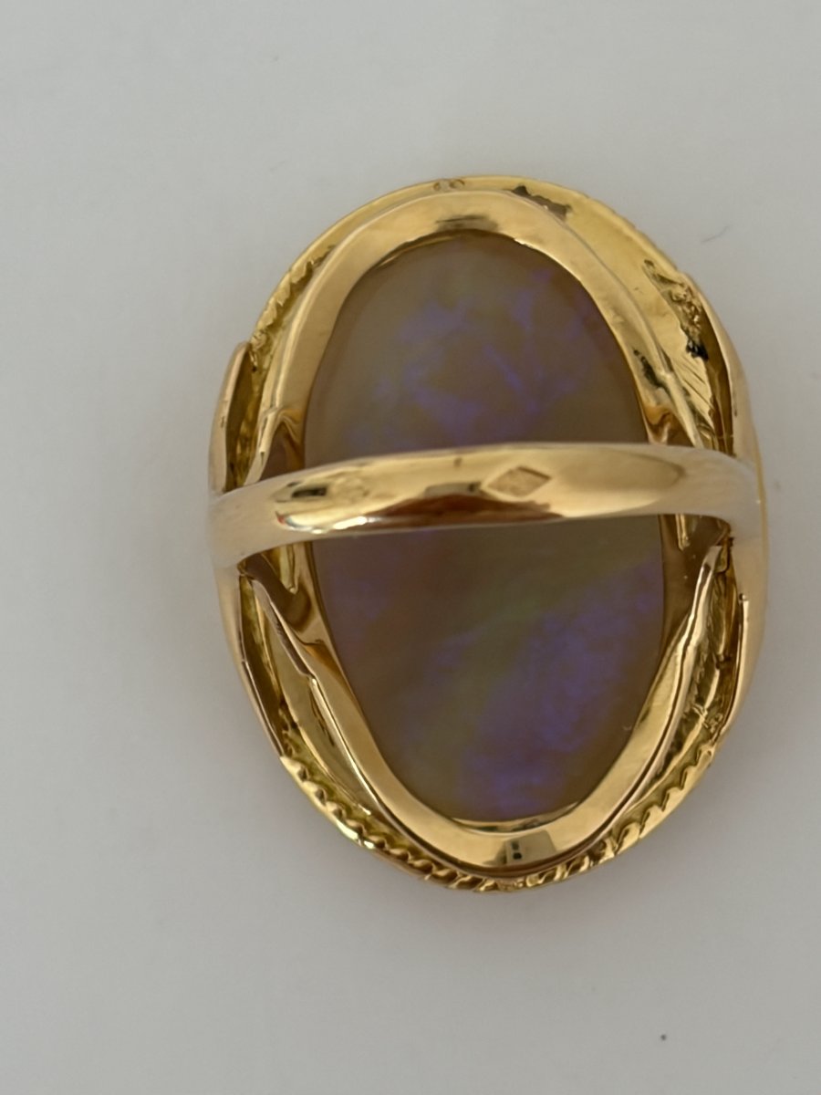 7719- Importante Bague Or Jaune Opale-photo-4