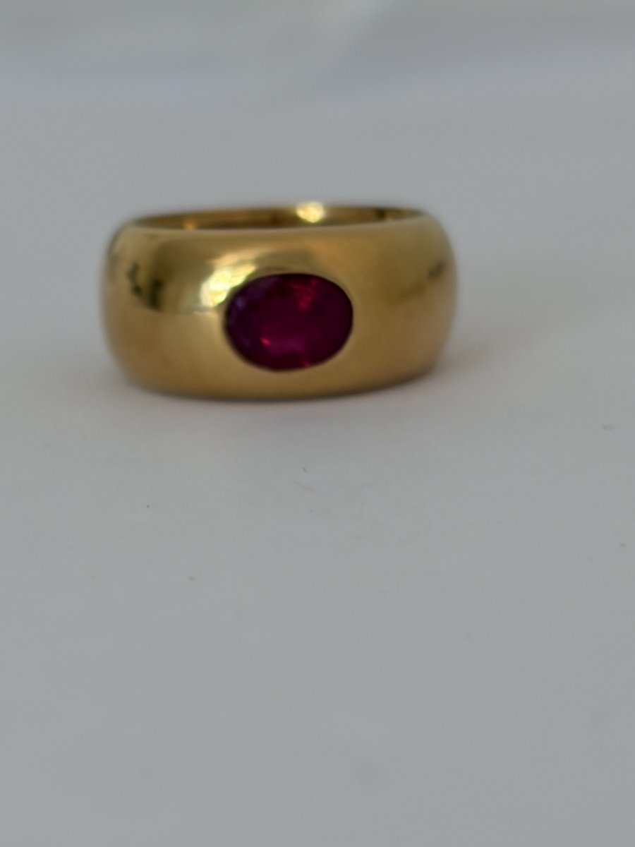 7821 - Yellow Gold Ruby Bangle Ring-photo-3